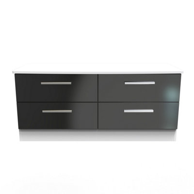 Harrow 4 Drawer Bed Box In Black Gloss & White (Ready Assembled) from B&Q