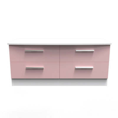 Harrow 4 Drawer Bed Box In Kobe Pink & White (Ready Assembled) from B&Q