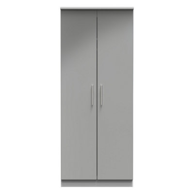 Harrow 2 Door Wardrobe In Grey Gloss (Ready Assembled) from B&Q