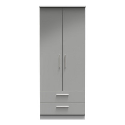 Harrow 2 Door 2 Drawer Wardrobe In Grey Gloss (Ready Assembled) from B&Q
