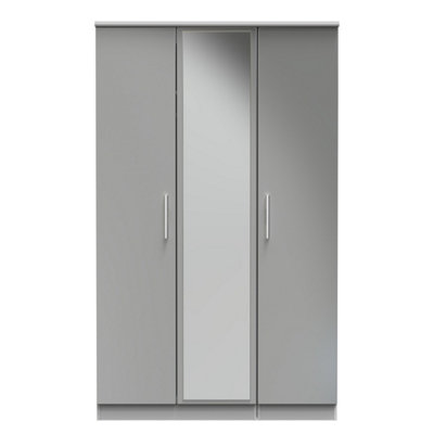 Harrow Triple Mirror Wardrobe In Grey Gloss (Ready Assembled) from B&Q