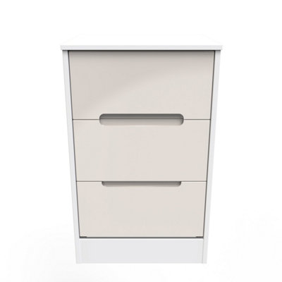 Turin 3 Drawer Bedside Cabinet In Kashmir Gloss & White (Ready Assembled) from B&Q