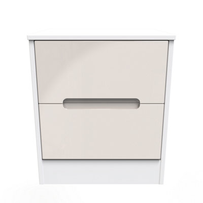 Turin 2 Drawer Bedside Cabinet In Kashmir Gloss & White (Ready Assembled) from B&Q