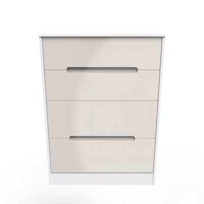 B&Q Turin 4 Drawer Deep Chest In Kashmir Gloss & (Ready Assembled) White