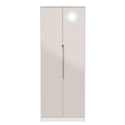 Turin 2 Door Wardrobe In Kashmir Gloss & White (Ready Assembled) from B&Q