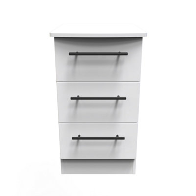 Howard 3 Drawer Bedside Cabinet In White Ash (Ready Assembled) from B&Q