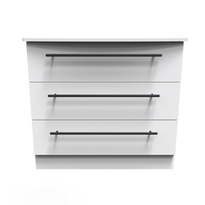 B&Q Howard 3 Drawer Chest In Ash (Ready Assembled) White