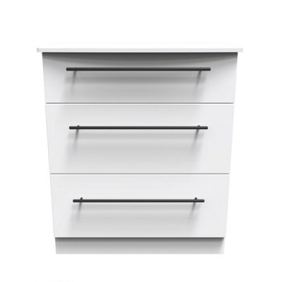 B&Q Howard 3 Drawer Deep Chest In Ash (Ready Assembled) White