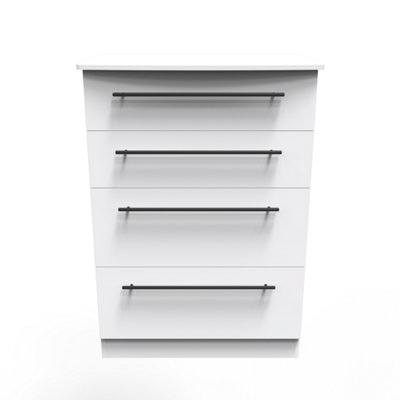 B&Q Howard 4 Drawer Deep Chest In Ash (Ready Assembled) White