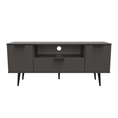 Fuji 2 Door 1 Drawer Wide Tv Unit In Graphite (Ready Assembled) from B&Q