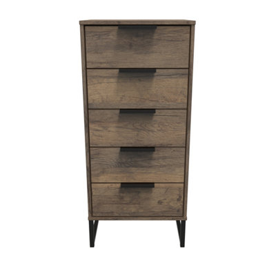 Fuji 5 Drawer Tallboy In Vintage Oak (Ready Assembled) from B&Q