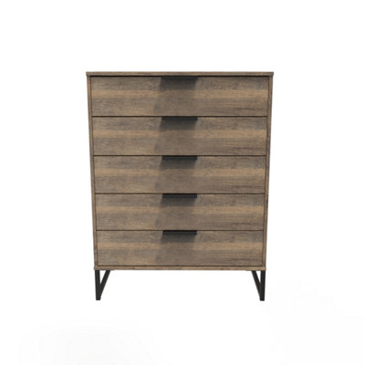  - Fuji 5 Drawer Chest In Vintage Oak (Ready Assembled)