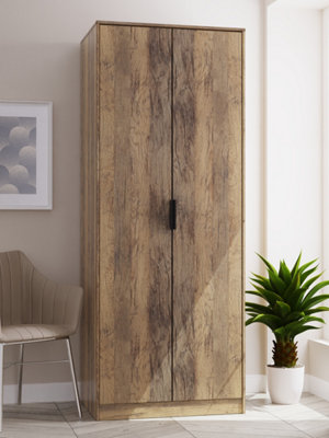  - Fuji 2 Door Wardrobe In Vintage Oak (Ready Assembled)