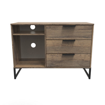 Fuji 3 Drawer Tv Unit In Vintage Oak (Ready Assembled) from B&Q
