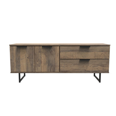 Fuji 2 Drawer 2 Door Wide Sideboard In Vintage Oak (Ready Assembled) from B&Q