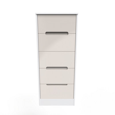 Turin 5 Drawer Tallboy In Kashmir Gloss & White (Ready Assembled) from B&Q