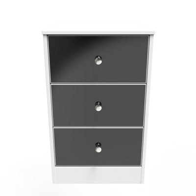 Taunton 3 Drawer Bedside Cabinet In Black & White (Ready Assembled) from B&Q