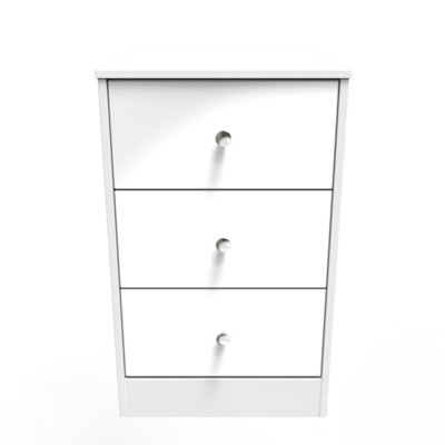 Taunton 3 Drawer Bedside Cabinet In White (Ready Assembled) from B&Q