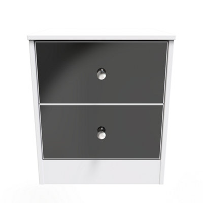 Taunton 2 Drawer Bedside Cabinet In Black & White (Ready Assembled) from B&Q