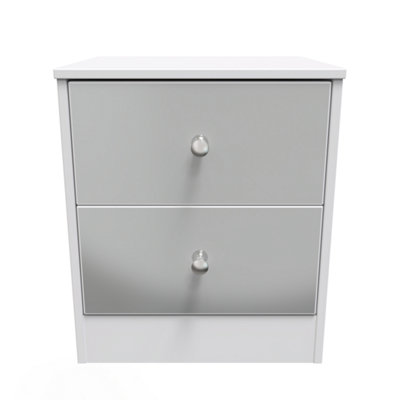 Taunton 2 Drawer Bedside Cabinet In Uniform Grey & White (Ready Assembled) from B&Q