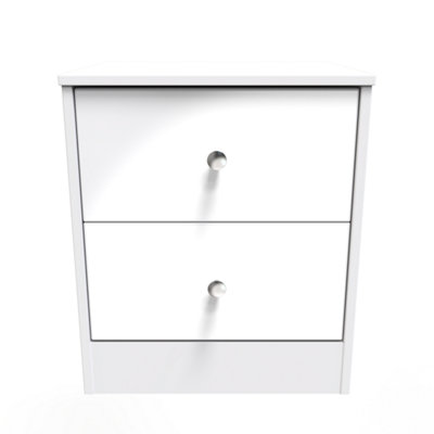 Taunton 2 Drawer Bedside Cabinet In White (Ready Assembled) from B&Q