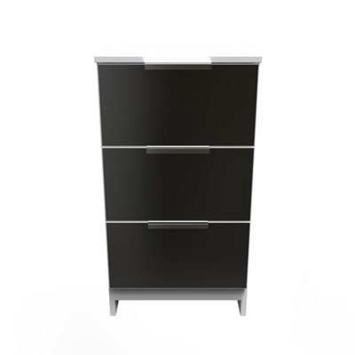 Ready Assembled U Unisex Black Dover 3 Drawer Bedside Cabinet (Ready Assembled) In Size 2 - Image 3