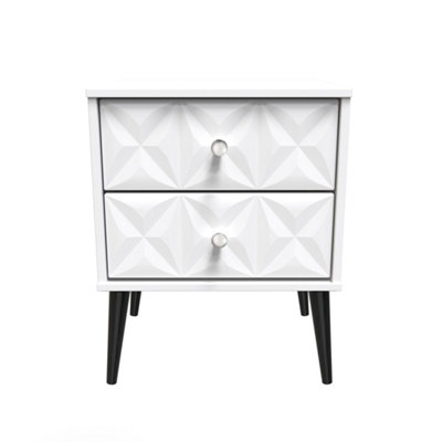 B&Q Toledo 2 Drawer Bedside Cabinet In Matt (Ready Assembled) White