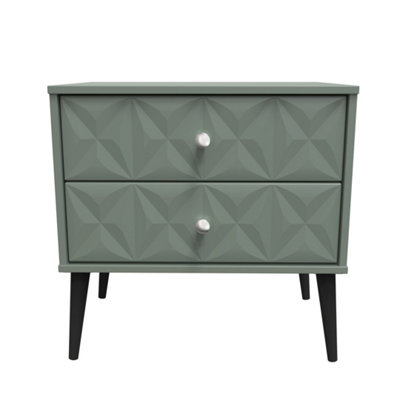 Toledo 2 Drawer Side Table In Reed Green (Ready Assembled) from B&Q