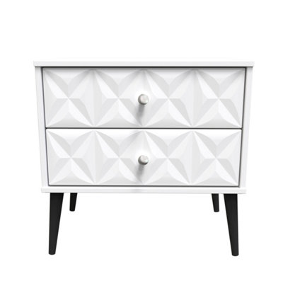 Toledo 2 Drawer Side Table In White Matt (Ready Assembled) from B&Q