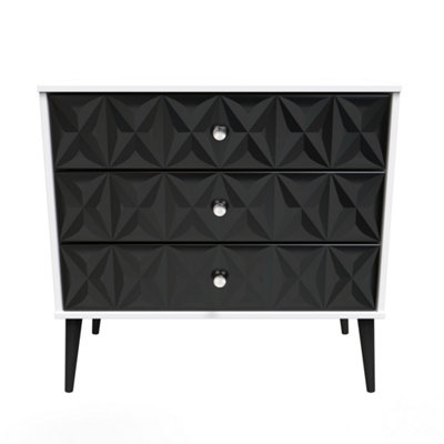 B&Q Toledo 3 Drawer Chest In Deep & (Ready Assembled) Black/White