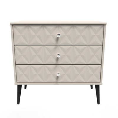 B&Q Toledo 3 Drawer Chest In Kashmir Matt (Ready Assembled) Black