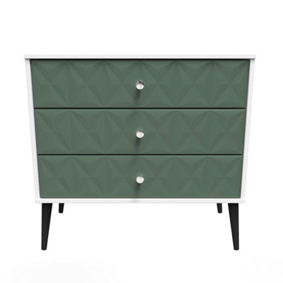 Toledo 3 Drawer Chest In Labrador Green & White (Ready Assembled) from B&Q