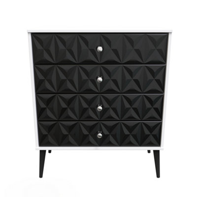 Toledo 4 Drawer Chest In Deep Black & White (Ready Assembled) from B&Q