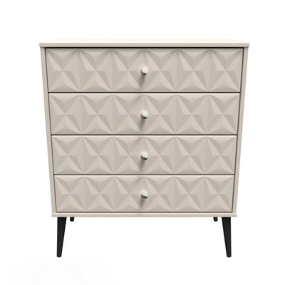 B&Q Toledo 4 Drawer Chest In Kashmir Matt (Ready Assembled) Black