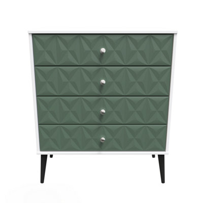 Toledo 4 Drawer Chest In Labrador Green & White (Ready Assembled) from B&Q