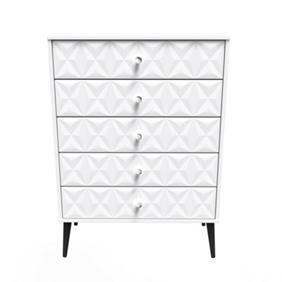 B&Q Toledo 5 Drawer Chest In Matt (Ready Assembled) White
