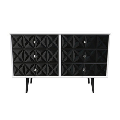 B&Q Toledo 6 Drawer Chest In Deep & (Ready Assembled) Black/White