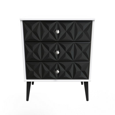 B&Q Toledo 3 Drawer Chest In Deep & (Ready Assembled) Black/White
