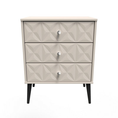 B&Q Toledo 3 Drawer Chest In Kashmir Matt (Ready Assembled) Black