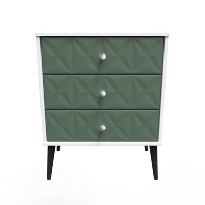 Toledo 3 Drawer Chest In Labrador Green & White (Ready Assembled) from B&Q