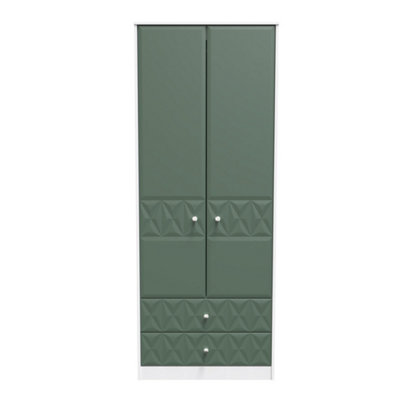 Toledo 2 Door 2 Drawer Wardrobe In Labrador Green & White (Ready Assembled) from B&Q