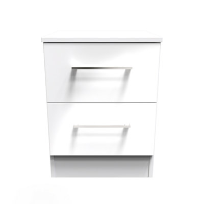 Chester 2 Drawer Bedside Cabinet In White (Ready Assembled) from B&Q