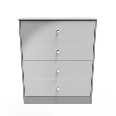 B&Q Chester 4 Drawer Chest In Uniform Gloss & Dusk (Ready Assembled) Grey