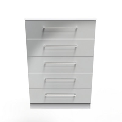  - Chester 5 Drawer Chest In Uniform Grey & White (Ready Assembled)