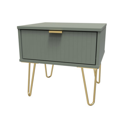 B&Q Linear Ready Assembled Matt 1 Drawer Small Side Table (H)410Mm (W)450Mm (D)395Mm Green