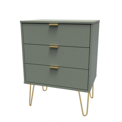 Linear Ready Assembled Matt Green No Effect 3 Drawer Wide Chest (H)740mm (W)575mm (D)395mm from B&Q