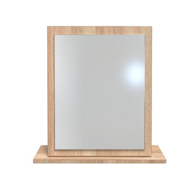 Turin Mirror In White Gloss & Bardolino Oak (Ready Assembled) from B&Q