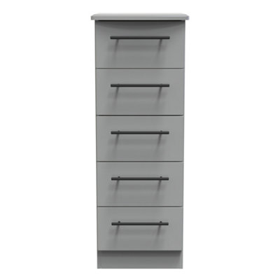 B&Q Howard 5 Drawer Tallboy In Dusk (Ready Assembled) Grey