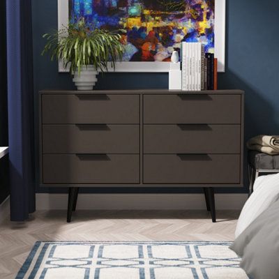 Fuji 6 Drawer Midi Chest Of Drawers In Graphite (Ready Assembled) from B&Q