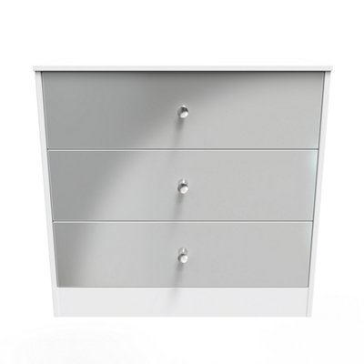 Taunton 3 Drawer Chest In Uniform Grey & White (Ready Assembled) from B&Q
